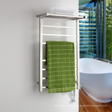 easy installation Wall Mounted Towel Warmer with Top Shelf in Mirror Polish Stainless Steel Heated Towel Rack